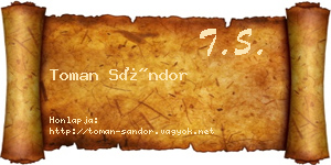 Toman Sándor névjegykártya